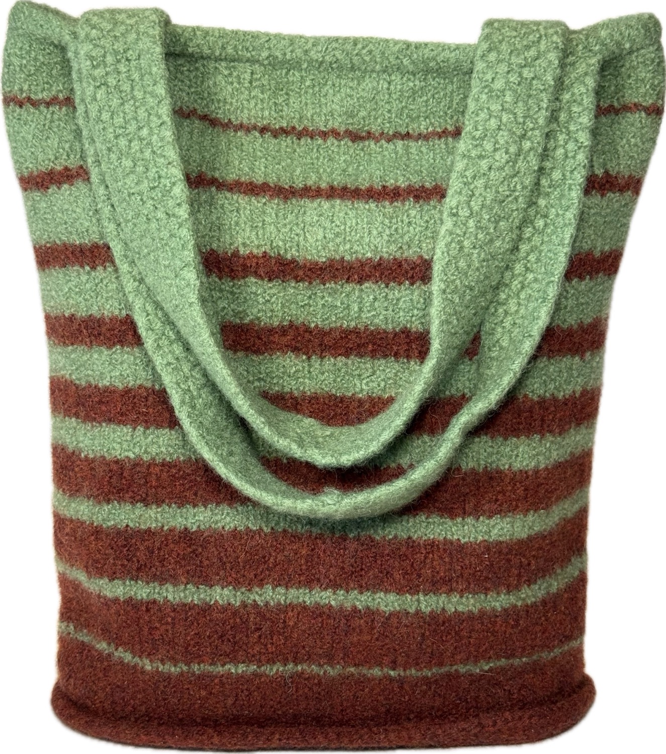 Burgundy and sage felted tote